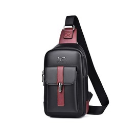 Cenvins One Shoulder Men's Body Bag, Crossbody Bag, Shoulder Bag, Chest Bag, Messenger Bag, PU Leather, Large Capacity, Double Zipper, Can be Worn Between Left and Right Sides, Lightweight, Unisex (Black B)