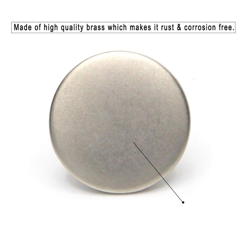 17mm Jeans Buttons No-Sew Metal Tack Buttons Replacement Kit 12
