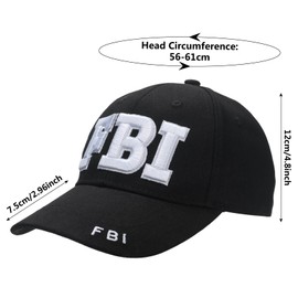ERDOGLY FBI Hats, Police Officer Costume Accessories Include Agent Hat Baseball Cap with Cop Badge, Secret Service Earpiece and Sunglasses, 3D Embroidered Cop Hat for Adults Boys Girls