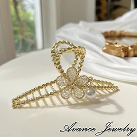 Avance Women's Flower Pearl Hair Clip Hair Claw Cute Adult Popular Hair Accessory