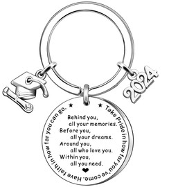 AMZQ Graduation Gifts for Him Her High School Graduates Inspirational Gifts for Class 2024 University Graduation Keyring for Boys Girls Son Daughter