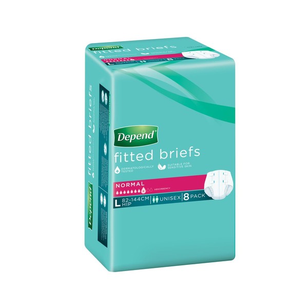 Depend Brief for Men and Women 8-Pieces Pack, Large