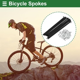 Motoforti Universal Bicycle Spokes Bike Wheel Spokes 14G 181mm Length Carbon Steel Black 1 Set