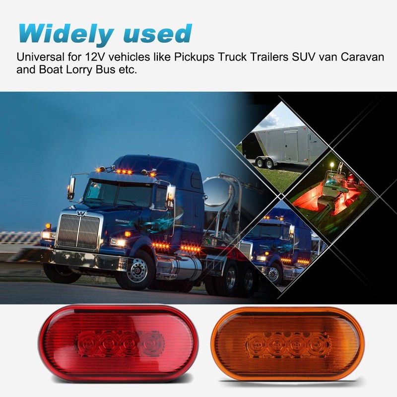 Partsam 2 Amber + 2 Red 12V 4" x 2"