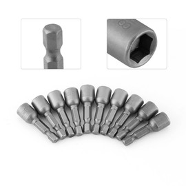 Akozon Magnetic Bit Adapter Magnetic Socket Spanner 10 Pieces/Set 1/4 Inch Shank Metric Hexagon Socket Magnetic Socket Wrench Set Socket Adapter Hexagon Drill Socket Adapter for