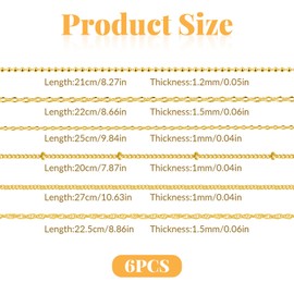 6 Pcs Gold Nails Charms Metal Chains for Nails Decoration Nail Art Chain Pendant Punk 3D Gold Nail Studs Jewels Beads Chains Accessories for Women