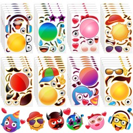 48 Sheets Make A Smile Face Stickers Make A Emotion Face Stickers Make A Happy Face Strikers Birthday Party Favors for Kids Party Favors, Rewards, Art Craft with 8 Designs