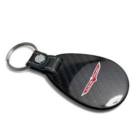 iPick Image Compatible with Jeep Trailhawk Real Black Carbon Fiber with Leather Strap Large Tear Drop Key Chain