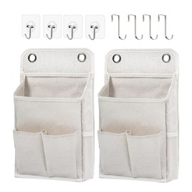 Hanging Basket for Organizing, Wall Organizer with Pockets and Over The Door Organizer，Can for Home, Closet, Office and Camper (2 White)