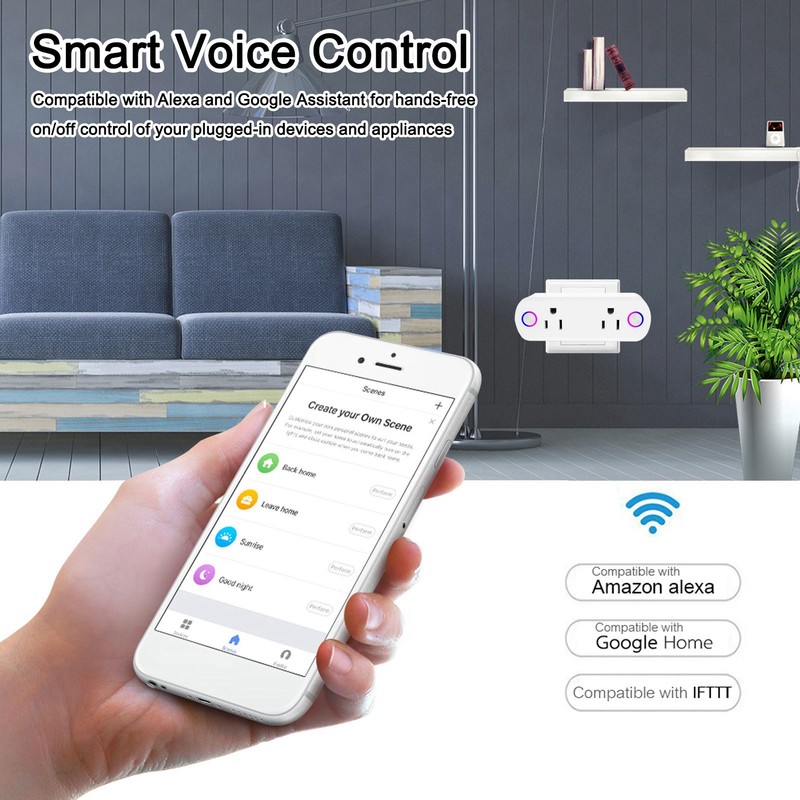 Wifi Smart Socket 2 in 1 Independent Sub Control Switch