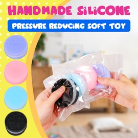 4pcs Pink Cookie Squishy,Taba Squishy Stress Relief Toy,Silicone Pinching Sandwich Simulation,Ultra-Soft Decompression Venting Toy(4pcs Black Pink Blue Purple)