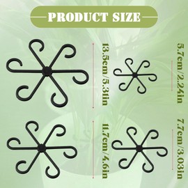 Jiozermi 4Pcs Plant Stem Supports, Reusable Plastic Plant Accessories Indoor, Monstera Plant Support for Climbing Houseplants, Stakes Trellis Stem Hook Growth Tools for Neat Garden Arrangement(Black)