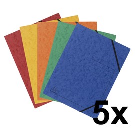 Exacompta 555410E 5er Pack Premium Eckspanner-Mappe. Made in Germany. Aus extra starkem Colorspan-Karton DIN A4 mit 2 Gummizügen farbig sortiert Sammelmappe ideal für Büro und Schule