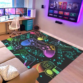 Tveinard Teens Boy Game Rug Gamepad Living Room Carpet Gamer Bedroom Controller Player Home Decor Non-Slip Gaming Carpet 39''*59''