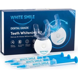 WHITE SMILE Kit de blanqueamiento dental, sistema de luz LED, peróxido de carbamida al 35%, 3 jeringas de gel, tratamiento de 10 minutos, fórmula no sensible
