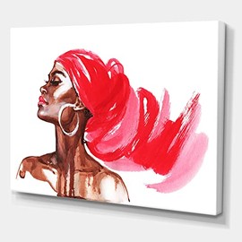 DesignQ Portrait of African American Woman IX Modern Canvas Wall Art, 12x8