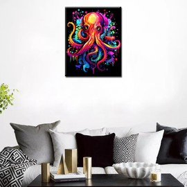 Tucocoo Octopus Graffiti Paint by Numbers for Adults, DIY Digital Oil Painting Kits on Canvas with Brushes and Acrylic Pigment, Colourful Sea Animal Picture for Home Decor, 40 x 50 cm (Frameless)