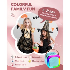 Mini Karaoke Machine Speaker for Kids Adults, Toys for Girls Boys Friends Age 3-12+, Birthday Gifts Portable Bluetooth Speaker with 2 Wireless Mics for 5 6 7 8 9 10 11 Years Teens Girl Boys (Blue)