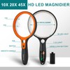 Large Magnifying Glass with 36 LED Light, 10X 20X 45X