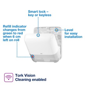 Tork Matic Paper Towel Dispenser, White, H1, One-at-a-Time Dispensing, Elevation Range, 5510202