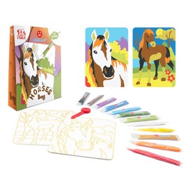 Sabbiarelli Sand-it For Fun - Bag Horses - Creative Craft Set: Colouring with Sand Drawings of Horses, 12 Colours, Children's Gift from 5 Years