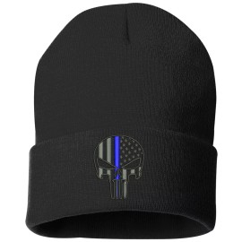 Peerless Punisher Blue Line Cuffed Knit Hat-11075