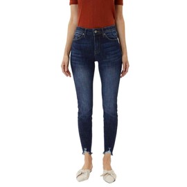 Kan Can Jeans Alyssa High-Rise Dark Wash Distressed Ankle Skinny Jeans (9/28)