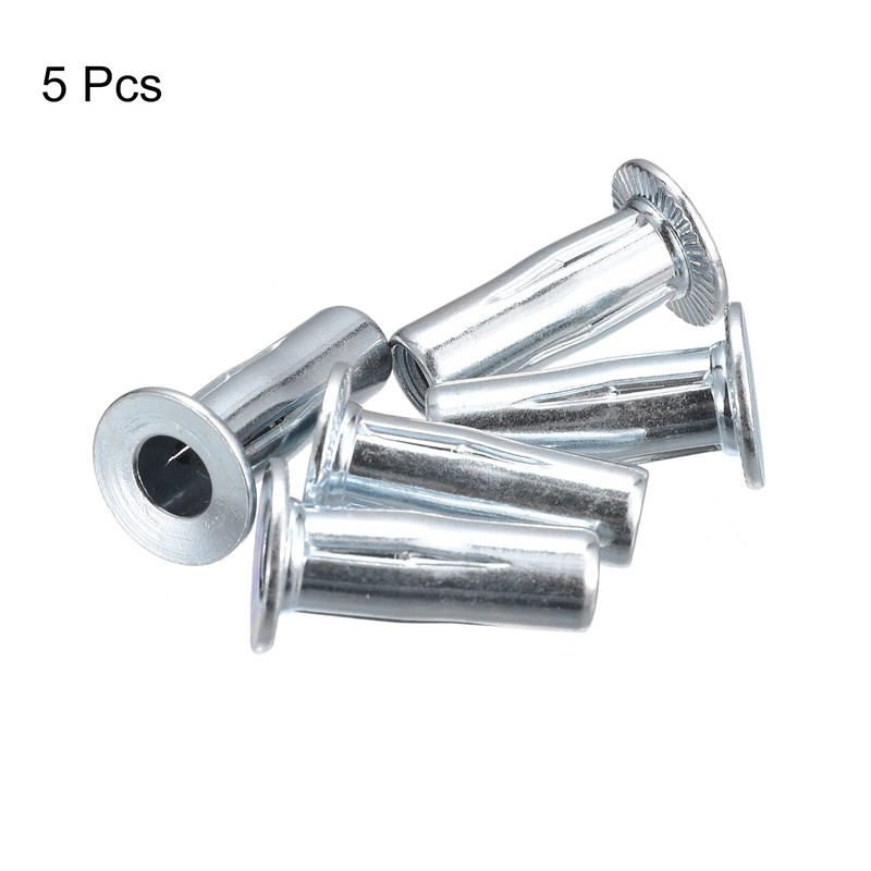 sourcing map M6 Multi-Grip Rivet Nuts, 5 Pieces, Pre-Drilled Shank,