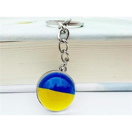 shilipu Ukraine Blue Yellow Keychain Countries National Flag Double Sided Pendant Key Chain Keyring Men's and Women's Car Bag Pendant Metal Keyring