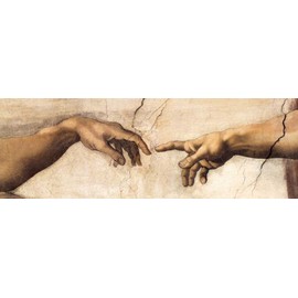 Slim Poster The Creation of Adam Hands Detail by Michelangelo with Accessory Item multicoloured