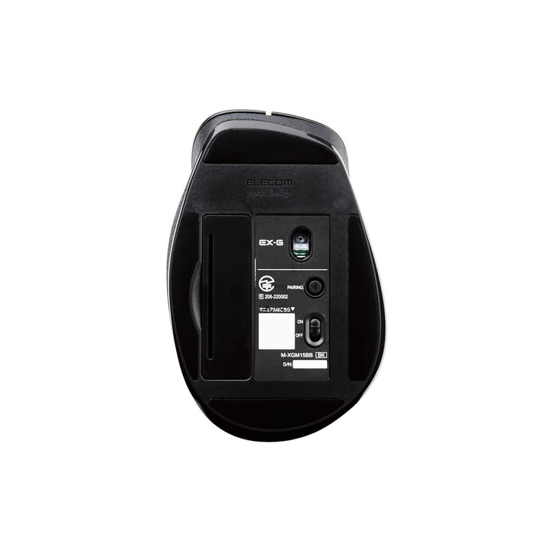 Elecom M-XGM15BBBK Wireless Mouse, Bluetooth EX-G, Grip Extreme, 5 Buttons,