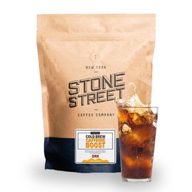 Stone Street Cold Brew Coffee, High Caffeine ‘Boost Blend’, Whole Bean Coffee, Dark Roast, 1 LB