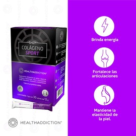 HEALTHADDICTION | Colágeno Sport Efervescente Healthaddiction Sabor Frambuesa. 30 Sobres de 12g
