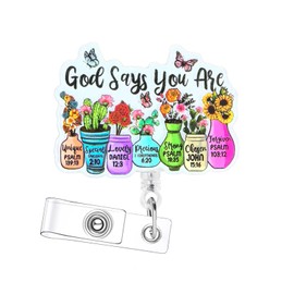 Christian Saying Retractable Badge Reel with Alligator Clip,Name Tag ID Card Badge Holder for Nurses & Office Workers