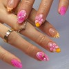 3D Flower Press on Nails Almond Medium Fake Nails French