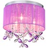 LaLuLa Purple Crystal Chandelier for Girls Bedroom, 3-Light E12 Flush