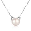 Cat Necklace Pearl Cat Necklace Silver Cat Necklace Womens Cat