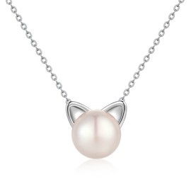 Cat Necklace Pearl Cat Necklace Silver Cat Necklace Womens Cat Necklace Jiahanzb Cat Necklace S925 Sterling Silver Cat Pendant Necklace Cat Jewellery Necklace for Women Cat Lovers Gifts for Women