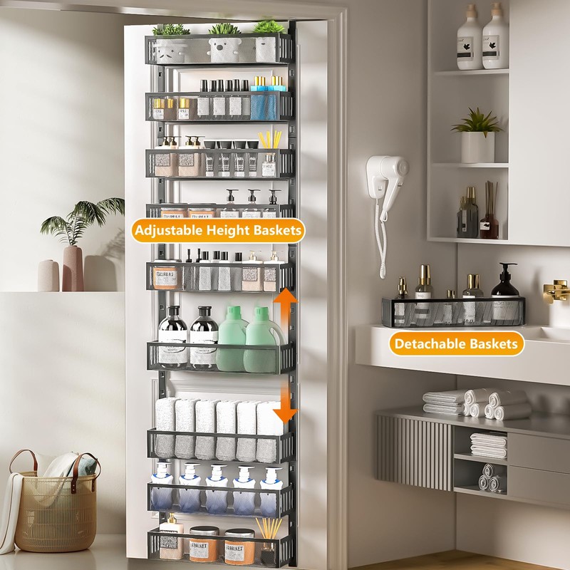 DAOTENGQL 10-tier Over The Door Pantry Organizer with Mesh Baskets,