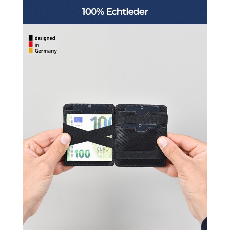 Lederhand Magic Wallet 2, carbon, Modern