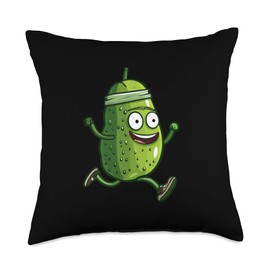 Cool running Pickle with Headband for Sports and Runner Fans Throw Pillow
