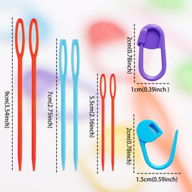 LET'S BEADING Stitch Markers Crochet Hook Markers with Large Eye Blunt Sewing Needles,Colorful Knitting Markers for Knitting Stitch Locking Clips Stitching Weaving Sewing Crafts (400Pcs/Mix Colors)