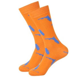 Barrel Down South Florida Gators Socks – Maroon/Gold, Novelty Socks Men & Women, Fun Printed Socks with Map Outline | Florida Man Apparel | One-Size, Cotton/Polyester/Spandex