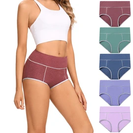 POKARLA Womens Cotton Underwear High Waist Full Coverage Briefs Soft Breathable Postpartum Panties Stretch Underpants