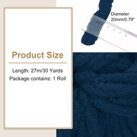MECCANIXITY Polyester Chunky Yarn Bulky Thick Fluffy Yarn for Crochet Soft Chenille Blanket for Hand Knitting Crocheting DIY (Navy Blue, 30 Yards/27m)