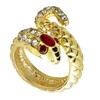 "GOLD SNAKE RING WITH STRASS & REDGEM EYES" -