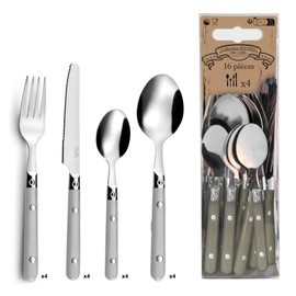 Amefa Saxo Cutlery for 4 People, Stainless Steel Plastic 18/0, Grey, 16-Piece Set