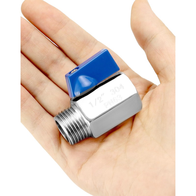 QWORK Mini Ball Valve, 4 Pack 1/2" NPT Thread Female
