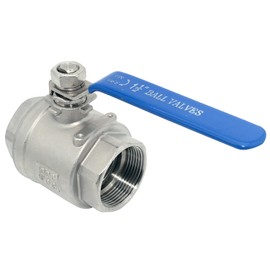 Megairon 316 Stainless Steel 1/8"~3" Full Port Ball Valve with Blue Vinyl Handle, NPT Female x Female Thread,1000 WOG (1.5"(1PC))