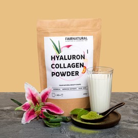 Collagen Hyaluronic Powder with Aloe Vera [Collagen Hydrolysate from German Pasture] With Vitamin C from Acerola, Hyaluronic Acid & Green Tea Extract | For Skin, Nails, Muscles, Joints & Diet (450 g)